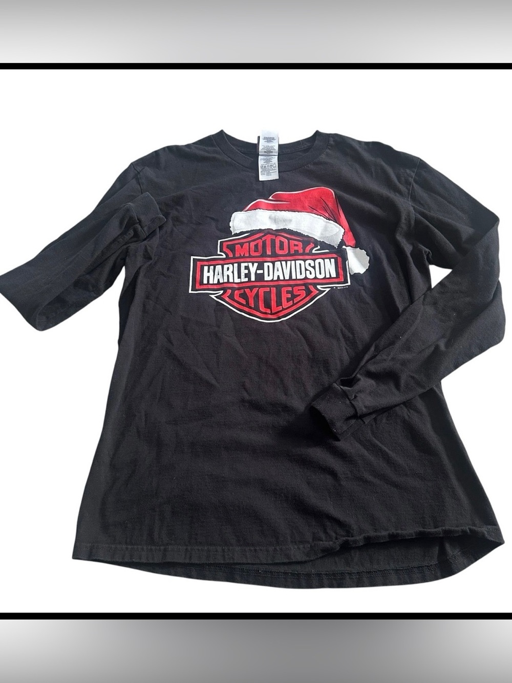 Harley Davidson Festive Santa Hat Silverdale WA Long Sleeve Tee Womens Large